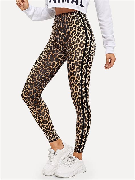 Contrast Sideseam Leopard Leggings Leopard Leggings Outfits With