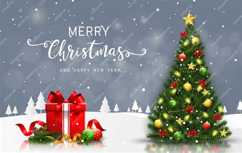 Premium Vector Merry Christmas And Happy New Year Greeting Card With