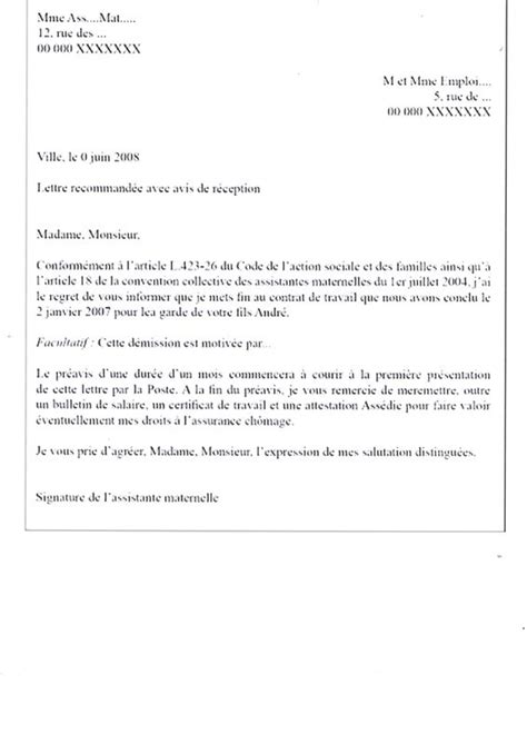 Lettre type pour mettre fin au contrat d'une assistante maternelle. modele de lettre de rupture de contrat assistance ...