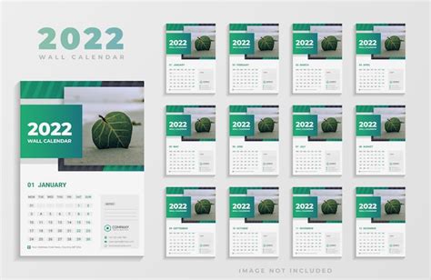 Premium Vector Unique Creative 2022 Wall Calendar Design With Green Color