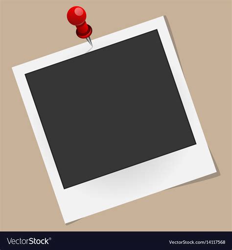 Realistic Photo Frame On Red Pin Isolated On Vector Image