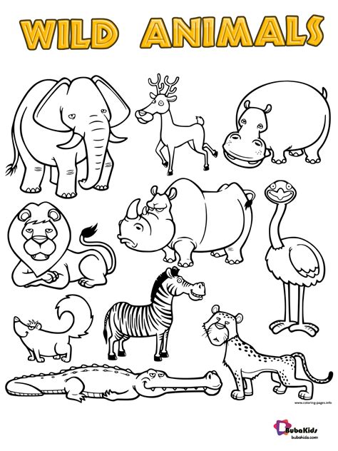 Free Download Wild Animals Printable Coloring Page Collection Of Animal