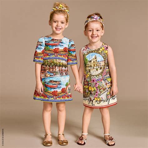 Dolce And Gabbana Blue Brocade Mondello Print Dress Kids Fashion