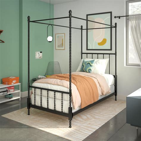 Dhp Anika Metal Canopy Bed Twin Size Frame Black