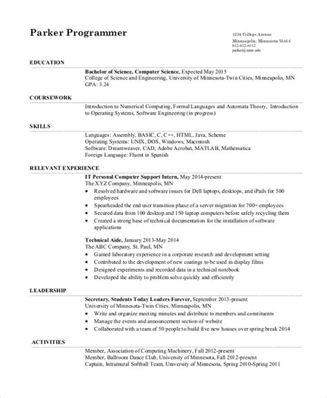 sample resume  college student  ms word