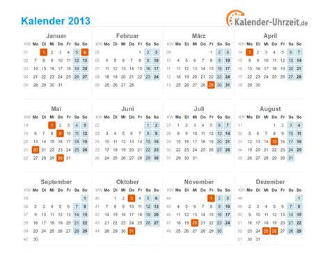 Kalender 2013 Mit Feiertagen