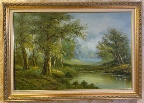 Antique~large Original Landscape~oil Painting~signed W Harris Oil