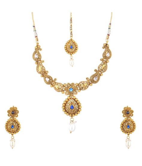 Cyan Golden Contemporary Jewellery Set - Buy Cyan Golden Contemporary Jewellery Set Online at ...