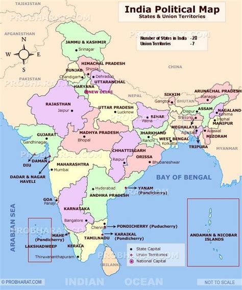 India Map With Capitals Map Of India With Capitals Southern Asia Asia