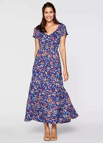 Blue Floral Tiered Maxi Dress By Bpc Bonprix Collection Swimwear