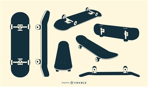 skateboard silhouette set vector