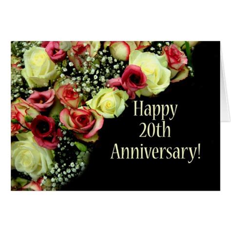 Happy 20th Anniversary Roses Greeting Card Zazzle