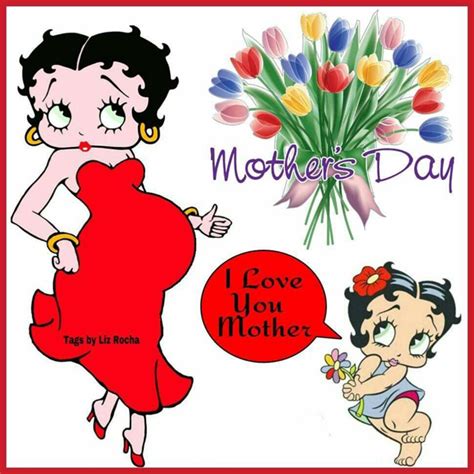mother s day greeting card with cartoon character and flower bouquet on white background i love