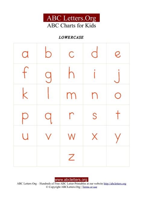 Printable uppercase lowercase alphabet letter stencils. Kids Letter Chart with ABC Alphabets Lowercase | ABC Letters Org