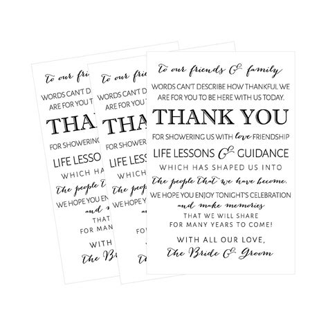 Buy 50 Wedding Thank You Place Cards Rehearsal Dinner Thank You Table
