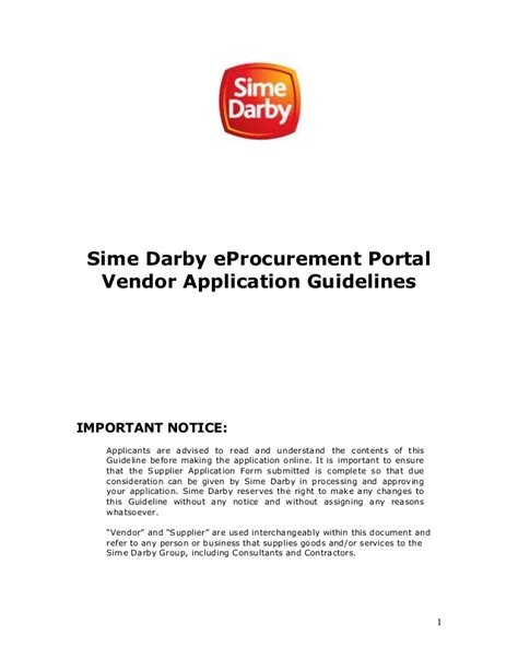 Jining sime darby longgongport co., ltd. Vendor application guidelines