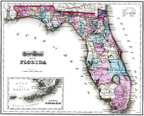 Grays Atlas Map Of Florida 1875