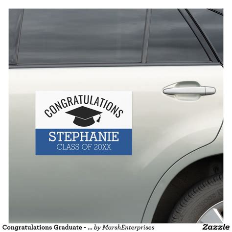 Congratulations Graduate Blue Black Graduation Car Magnet Zazzle