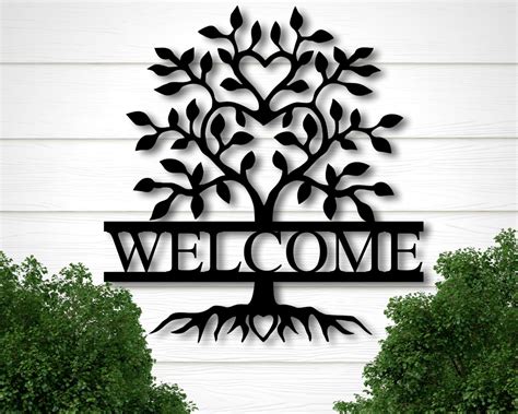 Metal Welcome Sign Metal Wall Art Ogmws01 Olive And Gray