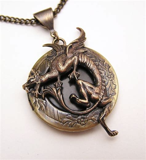 Dragon Locket Necklace Pendant Etsy
