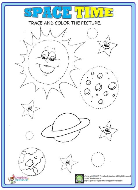 Space Trace Worksheet Kindergarten Worksheets Preschool Math