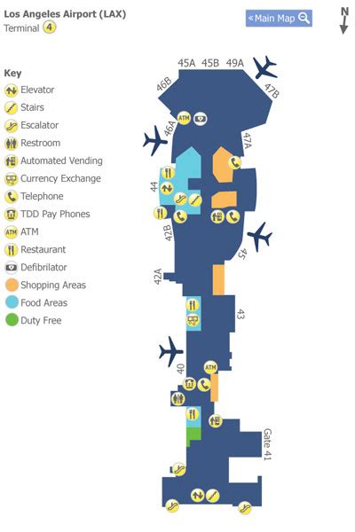 Los Angeles Airport Lax Terminal 4 Map Map Of Terminal 4 At Los