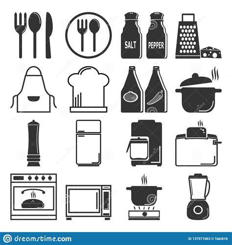 Utensil Kitchenware Icon Set Illustration Stock Vector Illustration
