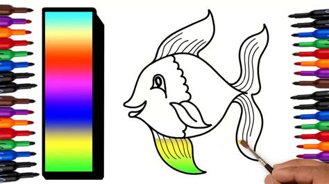 How To Draw A Cute Fish Color Fish Drawing For Kids How To Draw A