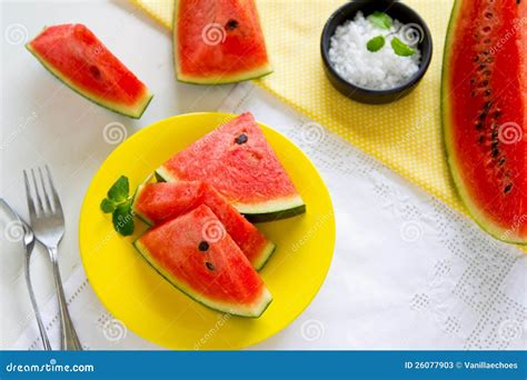 Watermelon With Salt Stock Image Image Of Natural Summer 26077903