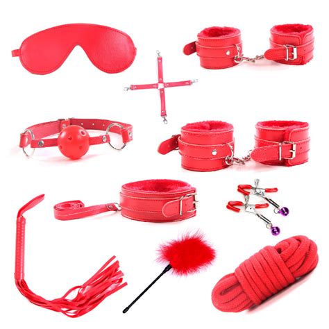 10 Unidades Sexuales Bondage Juguetes Bdsm Accesorios Eróticos Set Mask Collar Manos Látigo