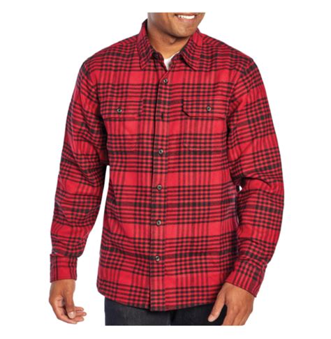 Woolrich Mens Brawny Grayredblack Grid Plaid Flannel Shirt Button