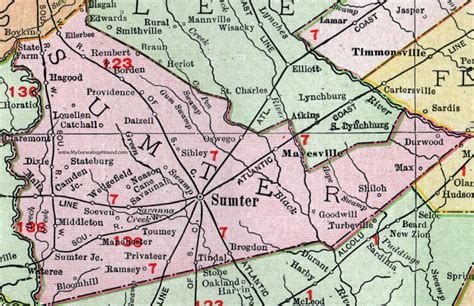 Sumter County South Carolina 1911 Map Rand Mcnally
