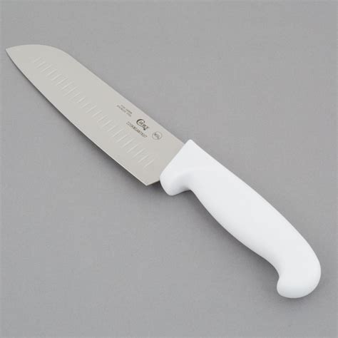 Choice 7 Santoku Knife With Granton Edge And White Handle