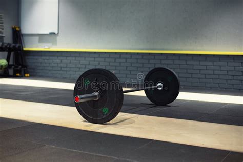 Black Bar On The Platform In The Crossfit Zone Stock Photo Image Of