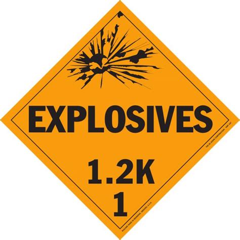 Hazardous Material Placards X Class K Explosive