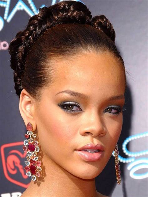 Braiding Hairstyle Rihanna Braided Bun Updo Hairstyles Braids For