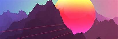 Sunset Neon Mountains Instagram Wallpapers Background Desktop