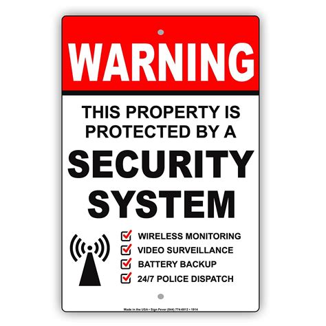 Warning Property Protected By Security System Wireless Monitoring Video