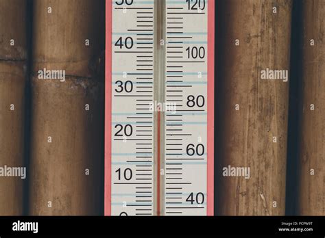 Closeup Of Household Alcohol Thermometer Showing Temperature In Degrees