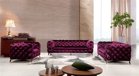 Modern Purple Sofa Set Vg Delora Fabric Sofas