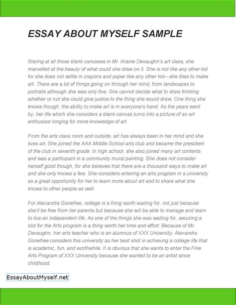In this essay on my self will discuss strength, weakness, education, and ambitions. Example essay about myself paragraphs