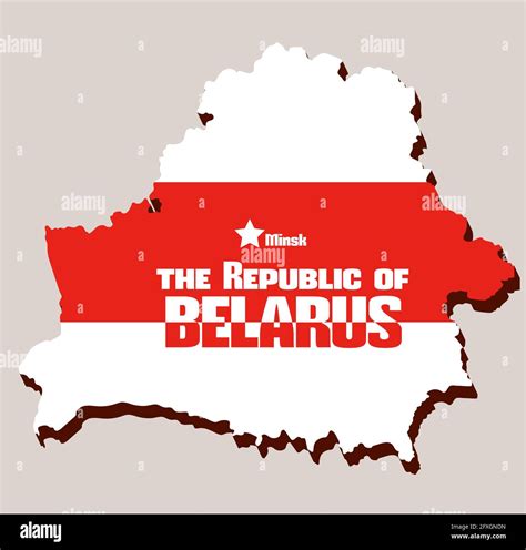 The White Red White Flag On A Silhouette Of Belarus Map Stock Vector