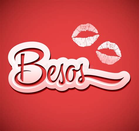 Besos Kisses Spanish Text Stock Vector Illustration Of Label Besos