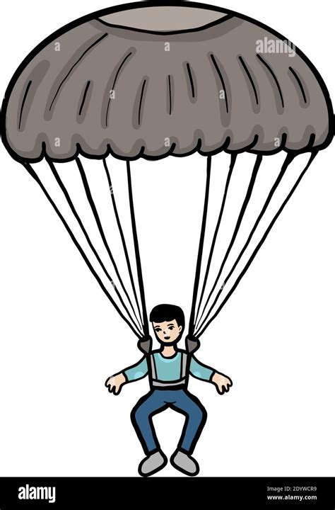 Man With Parachute Illustration Vector On A White Background Stock