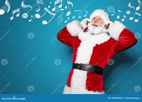 Santa Claus Listening To Christmas Music Stock Image Image Of Carol