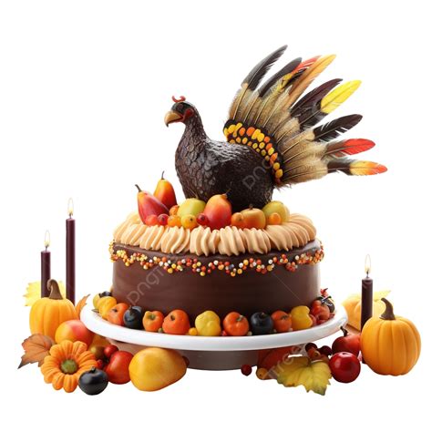 Happy Thanksgiving Turkey Cake Corn Apples Acorn Celebration