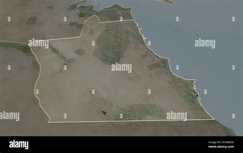 Zoom In On Al Ahmadi Province Of Kuwait Outlined Oblique Perspective