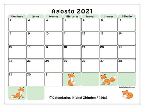 Además encuentra el horario de la salida y puesta de sol para cada día en el calendario agosto 2021. Calendarios agosto 2021 - DS - Michel Zbinden ES