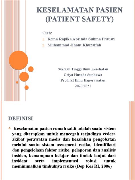 Keselamatan Pasien Patient Safety Pdf