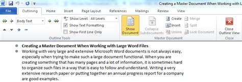 Creating A Master Document When Working With Large Word Files